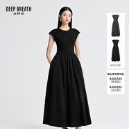 深呼吸DEEP BREATH女裝天絲棉小飛袖收腰中長款連衣裙A500334 A500335 黑-加長 (建議身高165cm以上) XL (5)