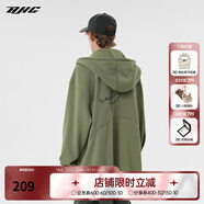 BJHG不計(jì)后果春秋簡(jiǎn)約刺繡加絨開衫連帽衛(wèi)衣男潮牌歐美風(fēng)寬松情侶外套 軍綠色 L