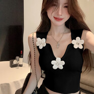 楓顧藍背心女可外穿洋氣女士性的感吊帶純的欲風氣質(zhì)辣的妹V領(lǐng) 黑色 S