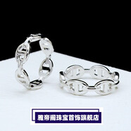 雅帝閣豬鼻子情侶對戒足銀食指環(huán)簡(jiǎn)約純小眾原創(chuàng  )設計男女款高級 閉口-8號內直徑14.8mm
