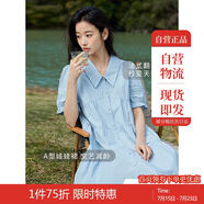 茵曼（INMAN）田園風Polo領(lǐng)連衣裙女裝2025夏季新品泡泡袖裙子 淺水藍-新  XL