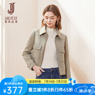 經典故事（JANE STORY）經典故事純色洋氣麂皮絨短外套女2024新款簡約氣質拉鏈工裝風上衣 J03 灰綠色 S