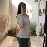 拓路者（Pioneer Camp）女春秋美利奴羊毛半高領(lǐng)速干衣打底內衣保暖長(cháng)袖戶(hù)外 淺麻灰(花紗)_金克斯半高領(lǐng) M