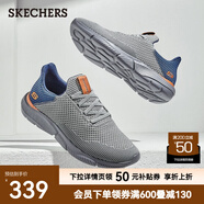 斯凱奇（Skechers）男鞋夏季百搭休閑鞋運動(dòng)鞋一腳蹬減震舒適透氣網(wǎng)面鞋 灰色/藍色/65867-GYBL 42