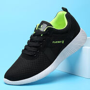 花花公子男鞋2025秋冬新款運動(dòng)鞋男士皮面透氣休閑鞋男減震跑步鞋 0609黑綠 41