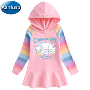 A 21 FUNB玉桂狗裙子女童衛衣裙2025新款秋兒童女孩洋氣帶帽純棉長(cháng)袖連衣裙 粉色 90 cm 建議身高80左右