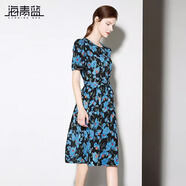 海青藍(lán)（CYANINE SEA）連衣裙夏女2025新款高級(jí)花色綁帶好看度假中長(zhǎng)款女裝裙子 花色 S