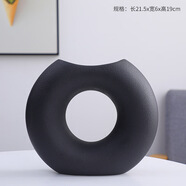 優(yōu)大叔異形創(chuàng)意陶瓷花瓶擺件客廳玄關(guān)裝飾插花家居軟裝藝術(shù)品 福月大黑色