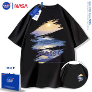 NASA STONE聯(lián)名短袖t恤男夏季新款潮流寬松純棉學(xué)生百搭上衣半袖情侶裝夏裝 黑色-款六 3XL 推薦體重170-190斤