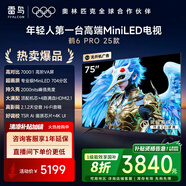 雷鳥【國補價3840】75英寸鶴6 PRO 25款家電國家補貼   MiniLED 滿血機芯一級能效智能平板電視機 75英寸 無開機廣告 75S595C Pro