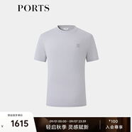 PORTS寶姿男裝2025春夏新品蠶絲混紡小珠地Logo繡花休閑短袖T恤 菌灰 M