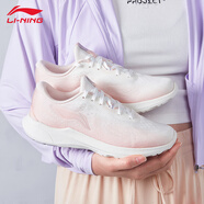 李寧（LI-NING）輕逸休閑慢跑鞋女子新款舒適透氣百搭時(shí)尚運動(dòng)鞋跑步鞋 云霧白/淡蕊橘-1 38
