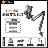 好牧人麥克風(fēng)電腦臺(tái)式聲卡桌面收音錄音游戲降噪電容麥usb話筒 KM8版【懸臂支架套裝】