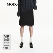 MO&Co.半身裙秋(附蕾絲襯裙)中低腰H型及膝裙MBD3SKT001 黑色 S 160