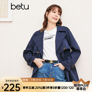 百圖betu女裝春季新款風(fēng)衣寬松百搭遮肉顯瘦風(fēng)衣外套女2402T64 藏青 L