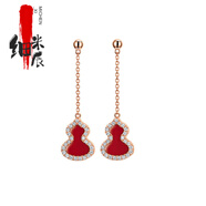 紐梵諾麒麟白貝母小葫蘆耳釘2022年新款潮紅色流行耳環(huán)銀針耳飾耳墜 氣質(zhì)紅葫蘆耳墜款