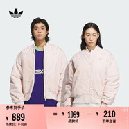 adidas情侶款復(fù)古寬松運(yùn)動立領(lǐng)夾棉外套男女阿迪達(dá)斯官方三葉草 奇跡石英色 M