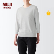 無(wú)印良品 MUJI 女式 防紫外線性能亞麻圓領(lǐng)毛衣長(zhǎng)袖針織衫防曬衣BAC89A2S 淺銀灰色 S
