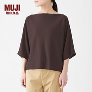 無(wú)印良品 MUJI 女式 法國(guó)亞麻 蝙蝠袖毛衣 W9SA816 深棕色 M-L