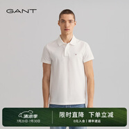 GANT【100%棉】GANT/甘特夏男士寬松時(shí)尚休閑舒適通勤翻領(lǐng)短袖POLO衫 110白色 M