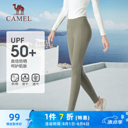 駱駝（CAMEL）防曬速干女士高腰收腹彈力健身九分褲 Y1S10L6608A 海松綠 XXL