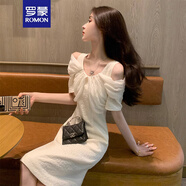 羅蒙（ROMON）小香風(fēng)設(shè)計連衣裙2025夏季新款女質(zhì)感高級感氣質(zhì)春秋精致露肩裙子 圖片色 L -105-115斤