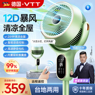 VTT空氣循環(huán)扇智能語音電風(fēng)扇家用靜音上下左右搖頭大風(fēng)力落地電風(fēng)扇家用臺地兩用輕音桌面小風(fēng)扇 智能觸控大屏+語音遙控+12D送風(fēng)+香薰減少細菌綠 CCTV央視購物推薦