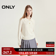 ONLY秋冬含羊毛學(xué)院風(fēng)套頭翻領(lǐng)寬松針織衫女|124313028 A43 奶油白色 XL (175) 92A