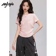 MJ STYLE抽褶正肩短袖T恤女2025年夏季緊身收腰顯瘦辣妹風(fēng)小個(gè)子短款上衣