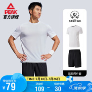 匹克速干運動套裝男夏季跑步休閑羽毛球服透氣兩件短袖短褲男DF152001