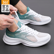 361°男鞋運動鞋子男秋季361度跑步鞋皮面防潑水老爹鞋戶外緩震休閑鞋 361度白/星云青 40