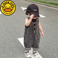 G.DUCKKIDS兒童褲子韓版春秋2025新品女童背帶褲寬松牛仔寶寶可愛(ài)大PP連體褲 灰色寶寶背帶褲  80  適合70-80cm年齡1-2歲