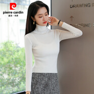 皮爾卡丹（pierre cardin）半高領(lǐng)打底衫女內(nèi)搭修身薄款秋冬新款女裝針織上衣小個子短款毛衣 白色【高領(lǐng)】 S 建議90斤以下穿