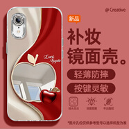 怡楓 適用蘋(píng)果XR手機殼鏡面新款iphone輕奢XS好運蘋(píng)果補妝鏡XSMAX全包防摔女款ipX保護套 鏡面補妝殼-好運蘋(píng)果紅 蘋(píng)果XS