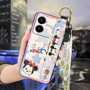 盧盧米（LULUMI）適用VIVO Y22/Y22S手機殼指環(huán)創(chuàng)意青春防塵可愛新 黑色腕帶蠟筆米妮 vivo y22/y22s