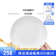 瑪戈隆特 陶瓷碗飯碗盤子碟子骨碟面碗湯盤湯碗沙拉碗魚盤 家用餐具散件自由組合 行云系列亞光白 多規(guī)格 22.5cm湯盤(2個(gè)裝)