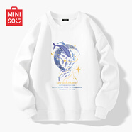 名創(chuàng)優(yōu)品（MINISO）衛(wèi)衣男春秋中國風(fēng)潮牌寬松百搭無帽長袖男士秋冬款圓領(lǐng)休閑上衣服 白色(大銀河鯨) XL 180(體重140-160斤左右)
