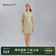 GANT/甘特2024年新款女士中長款裙子休閑寬松字母印花五分袖連衣裙 726黃色 L (38)