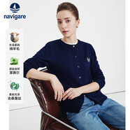 納維凱爾意大利小帆船女士親膚圓領(lǐng)針織開(kāi)衫經(jīng)典毛衣外套2334092061藍XL