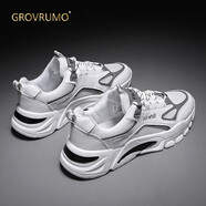 森林傳說(shuō)（Grovrumo）新款網(wǎng)面透氣男鞋男士運(yùn)動(dòng)鞋韓版時(shí)尚潮鞋厚底跑步鞋老爹鞋休閑鞋 M29白灰 40