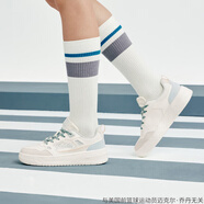 喬丹（QIAODAN）喬丹低幫板鞋女2025夏季新款革面防水輕便運動(dòng)鞋女鞋QDL052253511 象牙白/粉沫藍 36