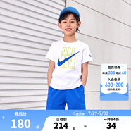 NIKE 3BRAND耐克男女童純棉短袖T恤+短褲2件套裝夏季新款兒童短袖套裝 奧海藍（1259） 150 /72 【建議身高140-152cm】