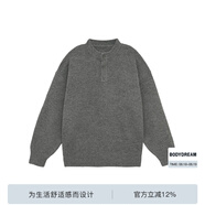 BODYDREAM亨利領(lǐng)毛衣男款冬季可機(jī)洗毛線衫慵懶高級中性風(fēng)針織衫 深灰色 （偏大一碼） 2XL