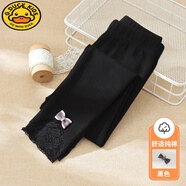 G.duck女童蕾絲打底褲2024春秋款外穿兒童裝女寶寶褲子女孩純棉秋裝潮 黑色 130 cm年齡適合7-8歲小孩子