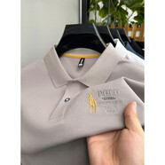 七匹狼（SEPTWOLVES）新款POLO衫男夏季純棉休閑翻領(lǐng)短袖t恤男式大碼體恤 米灰色【主圖款】 XL _140-160斤