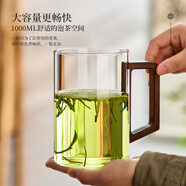 泥也玻璃水杯泡茶杯加厚高硼硅大容量木把喝茶壺家用辦公大茶水杯