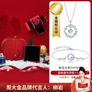 周大金 CHOW TAI KING藍(lán)桉與鳥999足銀項(xiàng)鏈女士純銀輕奢吊墜情人節(jié)禮物送女友生日禮物 藍(lán)桉與鳥項(xiàng)鏈+手鏈-圣誕蘋果禮盒