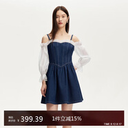VEROMODA 連衣裙女2025夏季新款牛仔雪紡拼接修身A字裙子325242005