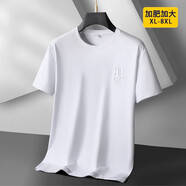 蘇京貓短袖t恤男特大碼夏季薄款寬松加肥大號半袖體恤衫8XL胖子棉質(zhì)衣服 白色 110 XL 建議125-140斤