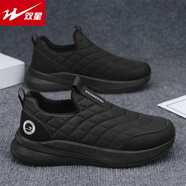 雙星男鞋冬季加絨保暖棉鞋運動(dòng)老北京布鞋懶人一腳蹬防滑開(kāi)車(chē)工作潮鞋 黑色 42